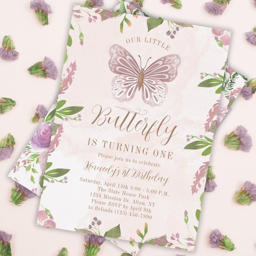 Our Little Butterfly is Turning One 1st Birthday Invitation
