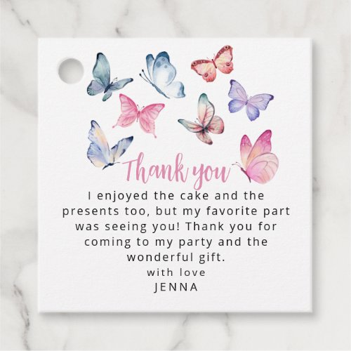 Our Little Butterfly Photo Birthday Party Favor Tags