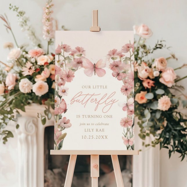 Our Little Butterfly Pink Girls 1st Birthday Foam Board (Creator Uploaded)