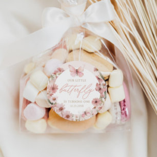 Our Little Butterfly Pink Girls Birthday Classic Round Sticker