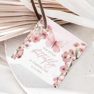Our Little Butterfly Pink Girls Birthday Favor Tags