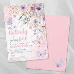 Our Little Butterfly Pink Girl's Birthday Party Invitation<br><div class="desc">Our Little Butterfly Is Turning One Birthday Invitation. Celebrate your little one’s special day with this whimsical fairytale design, perfect for a first birthday or any age you choose. The phrase “Our Little Butterfly Is Turning One” appears at the top in a playful mix of pink, purple, and gray fonts,...</div>