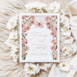 Our Little Butterfly Pink Girls Favors and Treats Poster