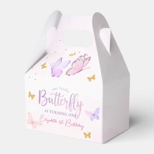 Our Little Butterfly Pink Purple Girl 1st Birthday Favor Boxes