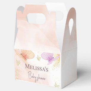 Our Little Butterfly Watercolor Pink Purple Gold Favor Boxes