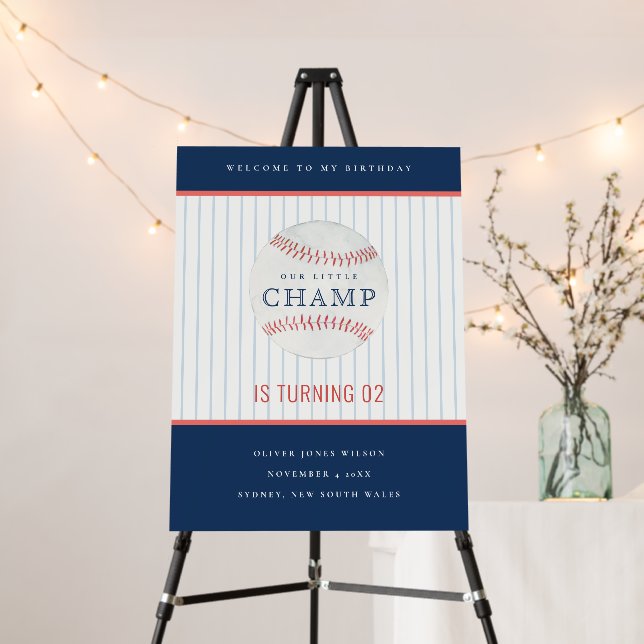 Our Little Champ Baseball Birthday Welcome Foam Board (In Situ (Stand))