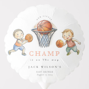 Our Little Champ Basketball Basket Boy Baby Shower Balloon