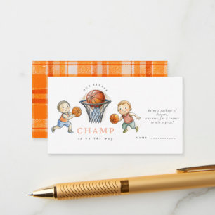 Our Little Champ Basketball Basket Boy Baby Shower Enclosure Card