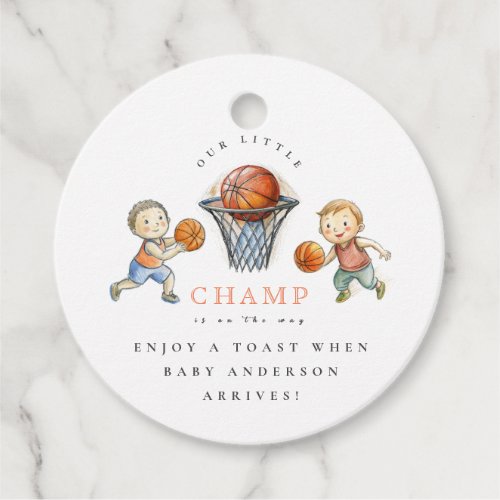 Our Little Champ Basketball Basket Boy Baby Shower Favor Tags