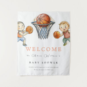 Our Little Champ Basketball Basket Boy Baby Shower Tapestry