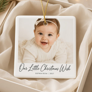 Our Little Christmas Wish Personalized Baby Photo Ceramic Ornament