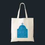 Our little church bag cute blue Orthodox dome tote<br><div class="desc">"Our little church bag" is a perfect gift for little ones to take along to church. This tote features a blue silhouette of a dome church with a cross on top with the wording on top and a place to customize a name. Makes a great baptism or Christening gift for...</div>