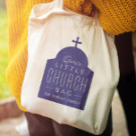 Our little church bag cute purple Orthodox dome<br><div class="desc">"Our little church bag" is a perfect gift for little ones to take along to church. This tote features a purple silhouette of a dome church with a cross on top with the wording on top and a place to customize a name. Makes a great baptism or Christening gift for...</div>