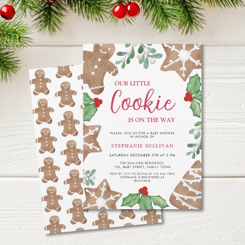 Our Little Cookie Christmas Baby Shower Invitation