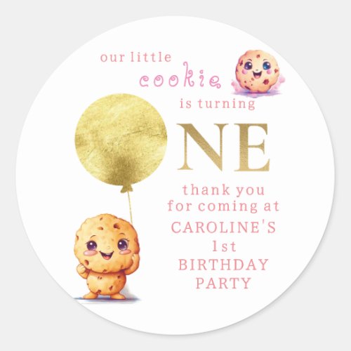 Our Little Cookie Is Turning ONE Cute 1st Birthday Classic Round Sticker