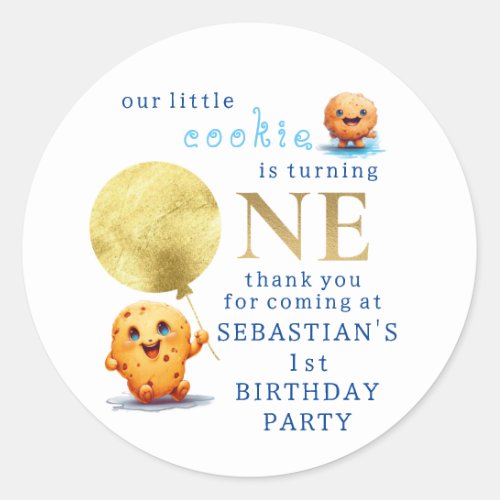 Our Little Cookie Is Turning ONE Cute 1st Birthday Classic Round Sticker
