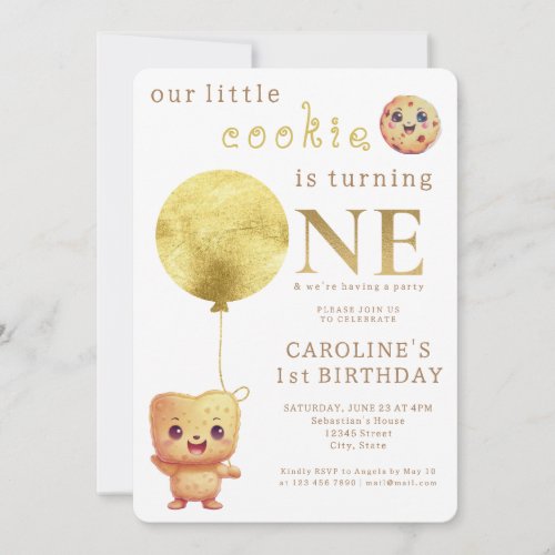 Our Little Cookie Is Turning ONE Cute 1st Birthday Invitation