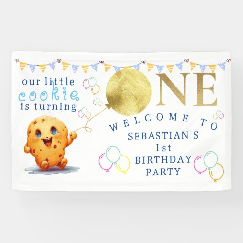 Our Little Cookie Turning ONE Cute 1st Birthday Banner