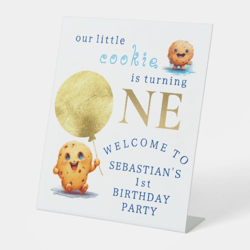 Our Little Cookie Turning ONE Photo 1st Birthday Pedestal Sign