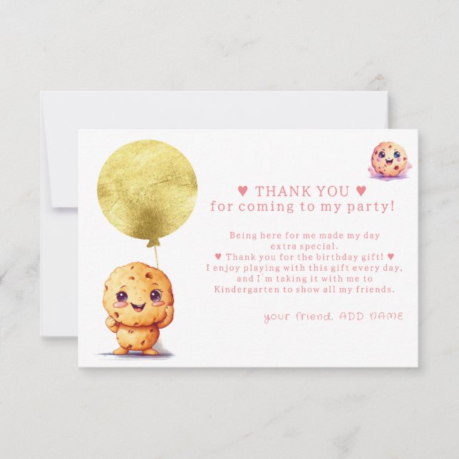 Our Little Cookie Turning ONE Photo 1st Birthday Thank You Card (Front)