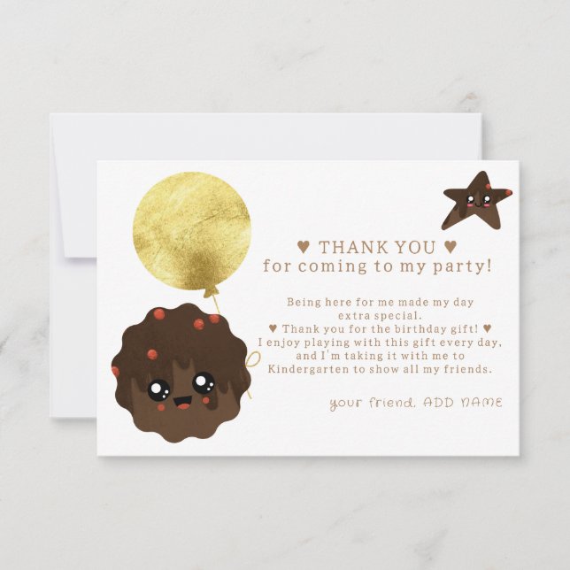 Our Little Cookie Turning ONE Photo 1st Birthday Thank You Card (Front)