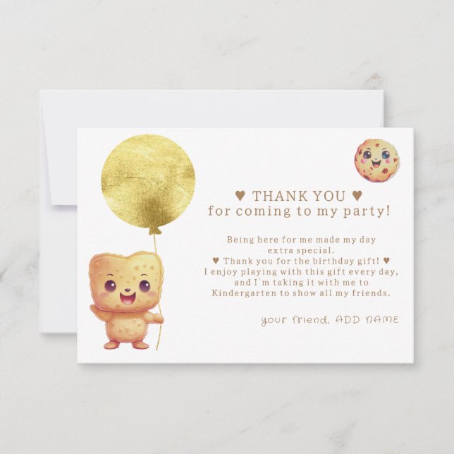 Our Little Cookie Turning ONE Photo 1st Birthday Thank You Card (Front)