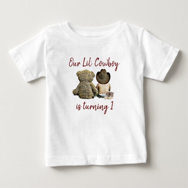 Our Little Cowboy Birthday Baby T-Shirt (Front)