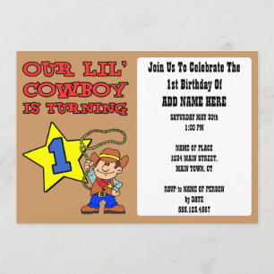 Our Little Cowboy Is Turning One Invitation