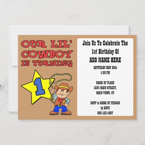 Our Little Cowboy Is Turning One Invitation