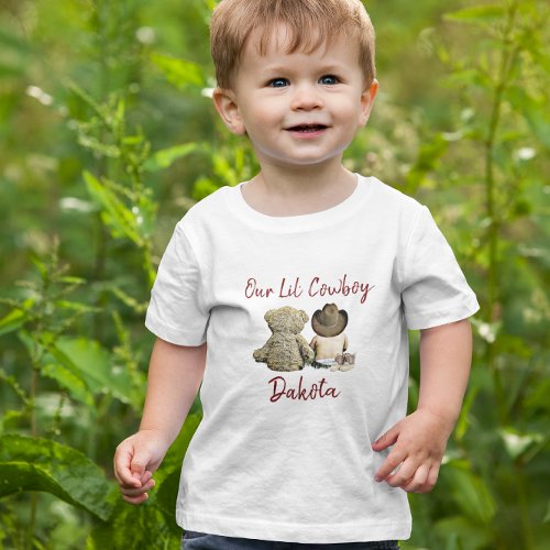 Our Little Cowboy Personalized Baby Boy Baby T_Shirt