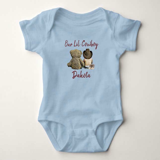 Our Little Cowboy Personalized Baby Boy Bodysuit (Front)