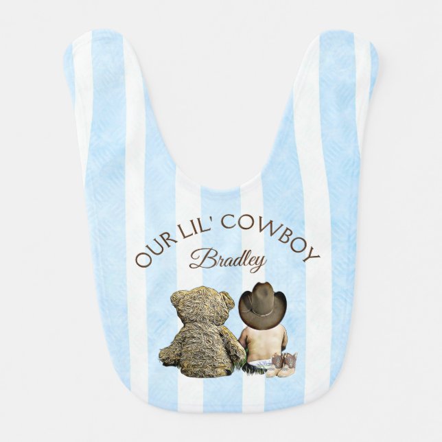Our Little Cowboy Personalized Bib (Front)