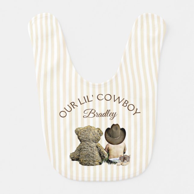 Our Little Cowboy Personalized Bib (Front)