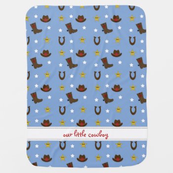 Our Little Cowboy Personalized Name Blanket by lemontreecards at Zazzle