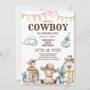 Our Little Cowboy Wild West 1st Birthday Invitation