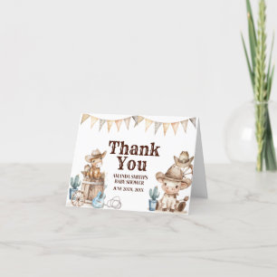 Our Little Cowboy Wild West Baby Shower Folded Letterpress Thank You Card