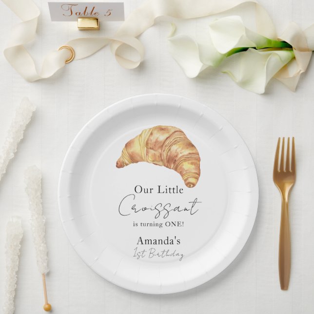 Our Little Croissant 1st Birthday Party Paper Plates (Wedding)
