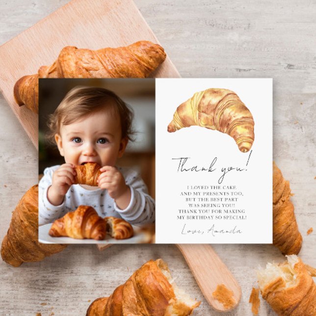 Our Little Croissant 1st Birthday Thank you Card (Creator Uploaded)