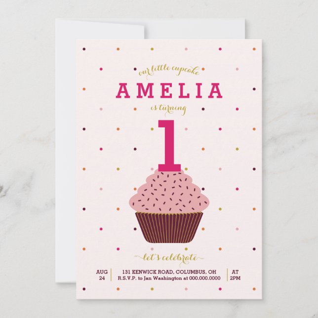 Our Little Cupcake Birthday Invitation (Front)