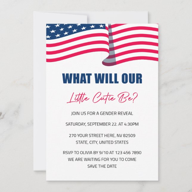 Our Little Cutie 4th of July Gender Reveal Invitation (Front)