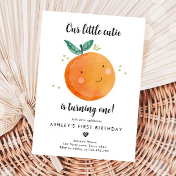 Our Little Cutie Clementine Orange First Birthday Invitation by Anietillustration at Zazzle