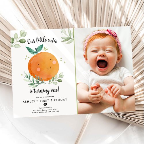 Our Little Cutie Clementine Orange First Birthday  Invitation