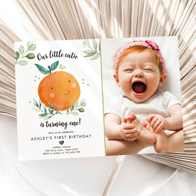 Our Little Cutie Clementine Orange First Birthday  Invitation (Creator Uploaded)