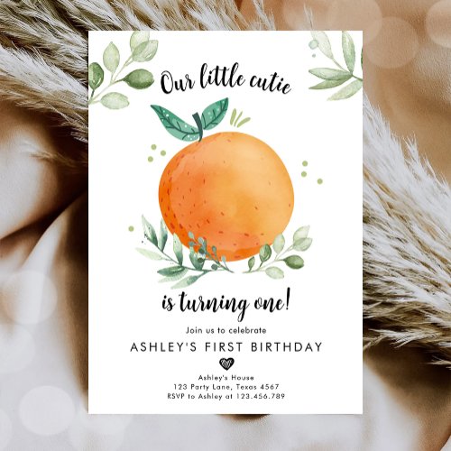 Our Little Cutie Clementine Orange First Birthday Invitation