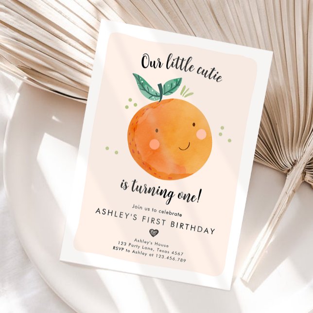 Our Little Cutie Clementine Orange First Birthday Invitation (Creator Uploaded)