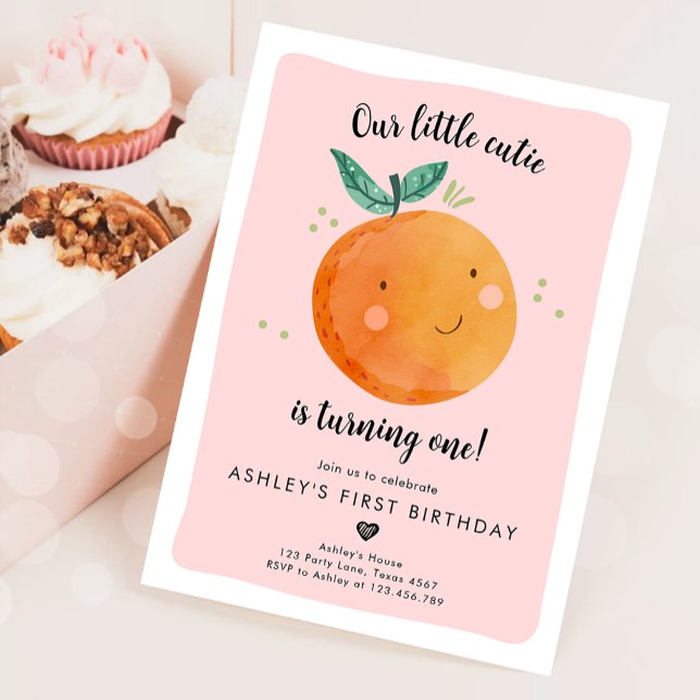 Our Little Cutie Clementine Orange First Birthday  Invitation (Creator Uploaded)