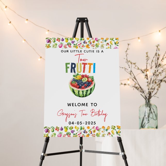 Our little cutie fruitt 2nd Birthday Party Foam Board (In Situ (Stand))