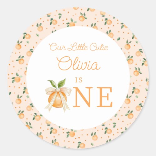 Our Little Cutie Is One First Birthday Classic Round Sticker