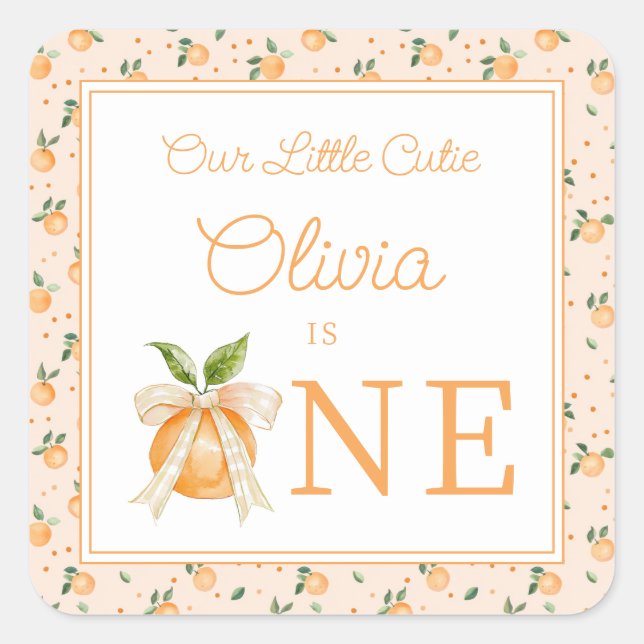Our Little Cutie Is One First Birthday Square Sticker (Front)
