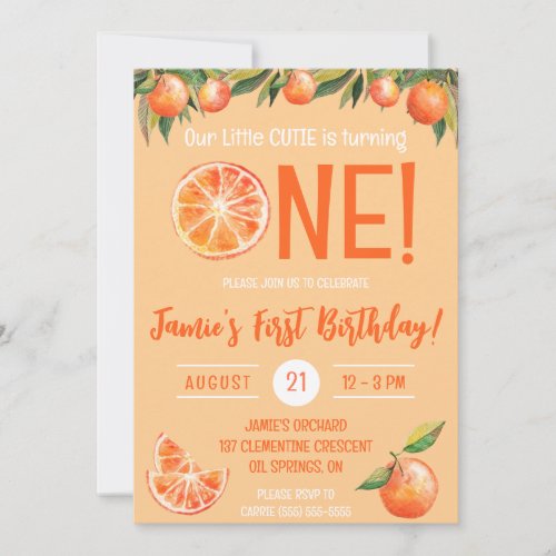 Our Little CUTIE is Turning ONE  First Birthday Invitation